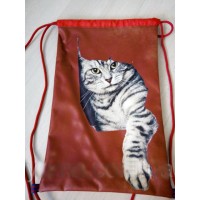 Рюкзак на шнурках "Кот в красном"